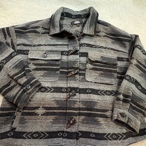REWASH Black and Gray Button Up Patterned Jacket | Size LARGE